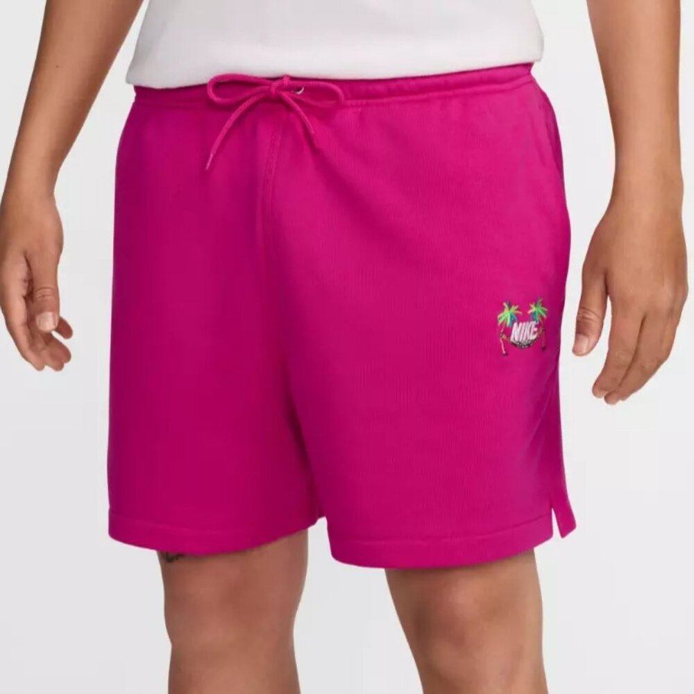 NWT Nike French Terry Sweat Shorts  Fireberry Pink Palm Trees HJ6879-615 Mens